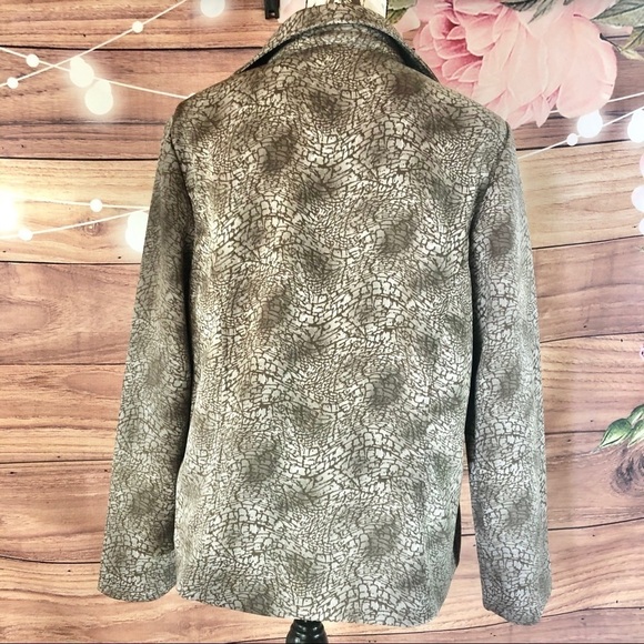 Chico's Wild Animal Instinct Scuba Shiitaki Open Front Jacket Size Large New - Picture 3 of 12
